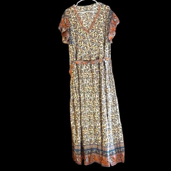 Rusttydustty Dresses & Skirts - NWT-Bohemian Floral Maxi Dress with Orange and Blue Accents